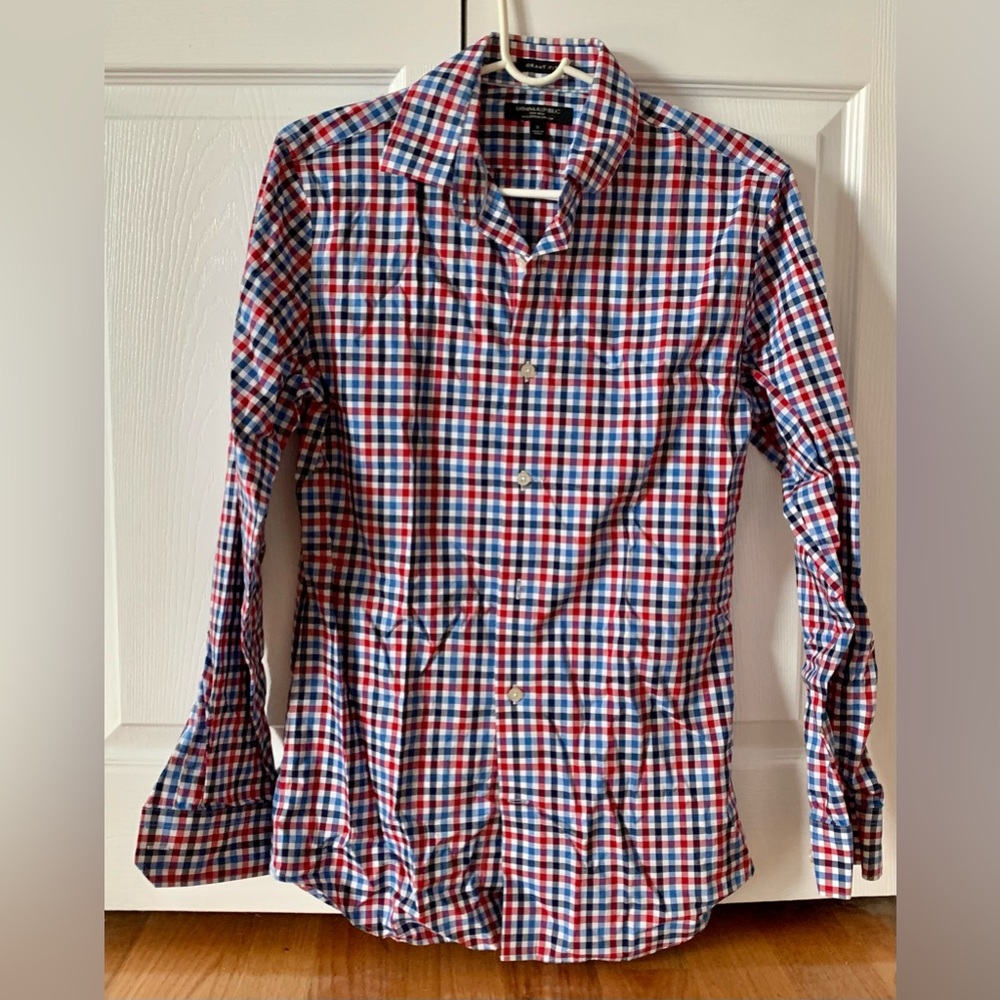 Grant fit BR red and blue check shirt
